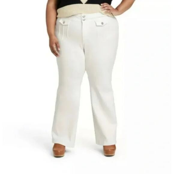 Victor Glemaud size 24 26 Women's High-Rise Flared Leg Jeans White plus sz - Picture 2 of 16